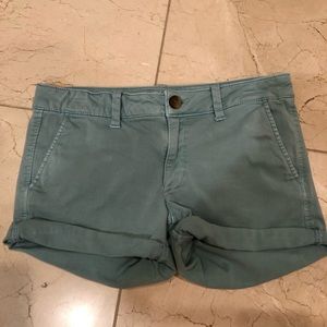 Girls American eagle shorts, blue and light green